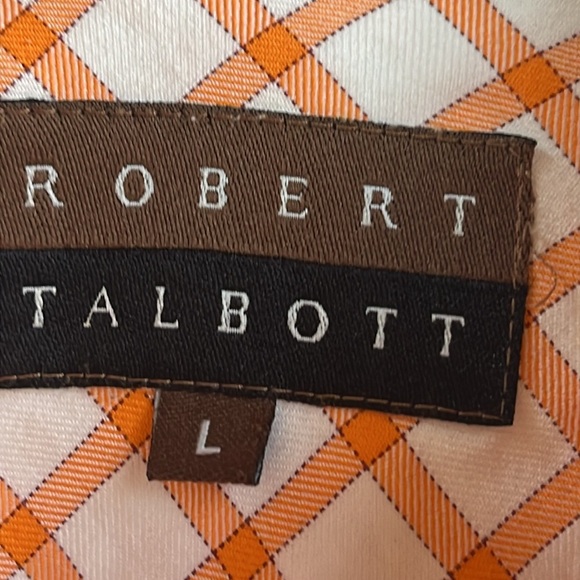 Robert Talbott Button Front shirt orange and white size large 100% cotton - Picture 4 of 8
